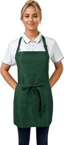 Delantal de algodón verde con bolsillos, cierre con lazo de tela tejida, para uniforme de camareros de restaurante y bar, para mujer - Product Image 6