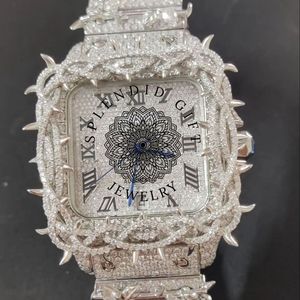 Reloj de Diamantes Splendid Gift Jewelry, Cuadrado, Movimiento Analógico de Cuarzo, Esfera de Cristal de Zafiro, Caja de Moissanita, Números Romanos, para Hombre, de Lujo - Product Image 6