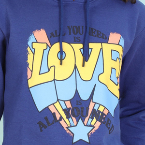 เสื้อฮู้ดสีน้ำเงินพิมพ์ลาย Love คุณภาพสูงสำหรับผู้หญิงจาก PUFFIN SPORTS ผลิตจากผ้าฝ้าย 100% ทรงปกติ สวมใส่สบายในฤดูใบไม้ร่วง - Product Image 6