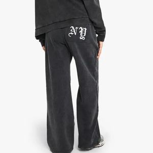 Pantalones Deportivos de Pierna Recta para Mujer, con Logotipo Bordado de NY, de Felpa, 100% Algodón, Cierre con Cordón, Venta al Por Mayor, Último Modelo - Product Image 2