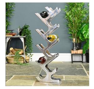 Porte-bouteilles moderne pour comptoir, noir mat, 6 bouteilles, support en métal avec étagère et plateau pour tire-bouchon, pour bar à domicile - Product Image 2