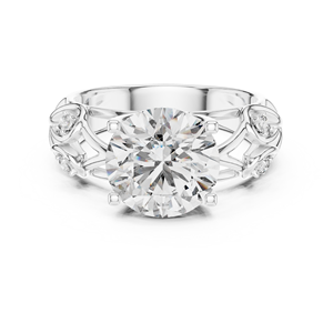 Luxury Round Cut Moissanite Engagement Ring 14K Rose Gold Alloy Vintage Floral Band Women <b>Bridal</b> Jewelry - Product Image 4