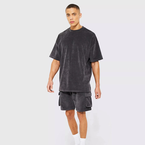 Shorts en coton d'été pour hommes, shorts de jogging en coton, shorts pour hommes de haute qualité, ensemble t-shirt et shorts deux pièces - Product Image 2