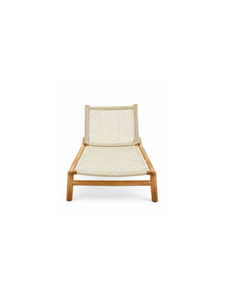 Chaise longue en rotin avec structure en teck et design minimaliste pour la plage, la terrasse, le jardin, les meubles d'extérieur - Product Image 1