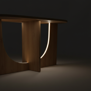 TABLE DE CONSOLE / TABLE D'APPUI en bois d'hévéa durable et placage de chêne MDF pour salle à manger et restaurant, décoration intérieure, couleur beige - Product Image 6