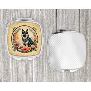 Norwegian Elkhound Flowers Compact Folding Handheld Travel <b>Makeup</b> <b>Mirror</b> Portable Pocket Decorative Gift <b>for</b> Women and Girls - Product Image 4