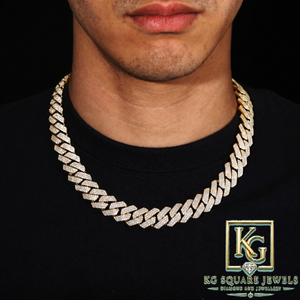 Collar de eslabones cubanos de moissanita color oro, cadena de cubitos de hielo, joyería para hombre, collar llamativo - Product Image 1