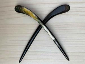 Épingle à cheveux en corne de buffle naturelle, faite à la main, vintage, pour femme, support de chignon, accessoire capillaire écologique - Product Image 2