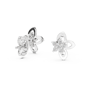 Juego de pendientes de diamantes cultivados en laboratorio con pétalos florales, engastados en oro blanco de 18 quilates, para mujer, para compromiso, boda, fiesta, regalo de San Valentín, uso diario - Product Image 4