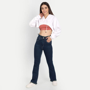 Women Clothing Custom Logo Printing <b>Long</b> <b>Sleeve</b> Hoodie Sweatshirts Women Crop <b>Top</b> Hoodie - Product Image 3