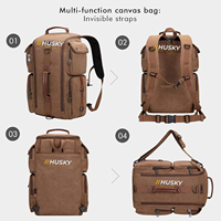 Sac à dos convertible HUSKY SPORTSWEAR en polyester de haute qualité, avec fermeture éclair et fermoir, camouflage, 36-56L, chargement USB, tendance