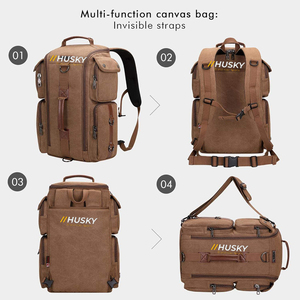 HUSKY SPORTSWEAR High Quality Polyester Convertible <b>Backpack</b> Duffel Zipper Hasp Camouflage 36-56L USB Charging Comfortable Fit - Product Image 3