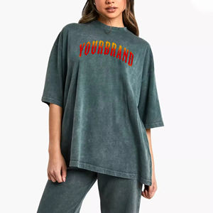 T-shirt ample et respirant en coton 100 % pour femme, style streetwear, coupe décontractée, épaules tombantes, pour filles - Product Image 1