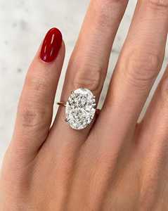 Anillos de Compromiso con Diamantes Cultivados en Laboratorio de Corte Ovalado, Oro Sólido de 14K y 18K, Halo con Engaste de Puntas, Anillos Solitarios de Lujo para Propuesta de Matrimonio y Aniversario - Product Image 2
