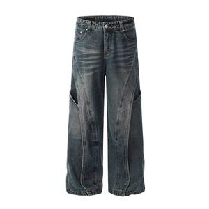 Pantalones Vaqueros Anchos Personalizados para Hombre, de Alta Calidad, Lavados, Estilo Urbano, de Pierna Ancha - Product Image 1
