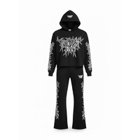 Ensemble sweat-shirt et pantalon de survêtement personnalisé avec impression graphique pour homme, style Y2K, en molleton épais, streetwear, jogging, tenue deux pièces