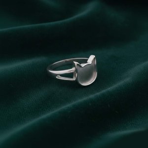 925 Sterling Silver 14k Gold <b>Cat</b> Face Blank Bezel <b>Ring</b> Custom DIY Memorial Jewelry Setting Resin Ashes Hair Breastmilk Keepsake - Product Image 5