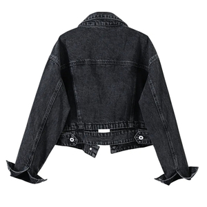 Custom Women Slim Fit <b>Denim</b> <b>Jacket</b> <b>Long</b> Sleeve Casual Fashionable Eco-Friendly Spandex/Cotton Outerwear Washed Button Autumn - Product Image 2