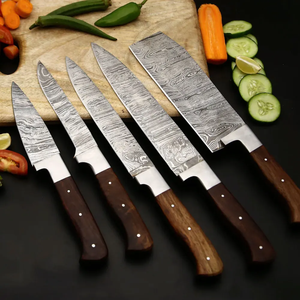 Ensemble de couteaux de cuisine professionnels en acier Damas, couteaux de chef faits à la main, manche ergonomique en bois, fournisseur en gros d'usine - Product Image 6