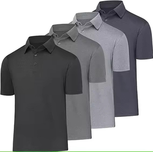 Men's Solid Black Short Sleeve Knitted <b>Polo</b> Shirt Casual Plain Design Regular Fit - Product Image 4
