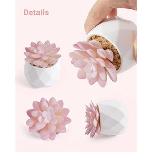 Piccole Piante Succulente Artificiali Rosa in Vaso di Ceramica Bianca, Decorazione per la Casa, Vasi e Fioriere da Interno per Donne - Product Image 3