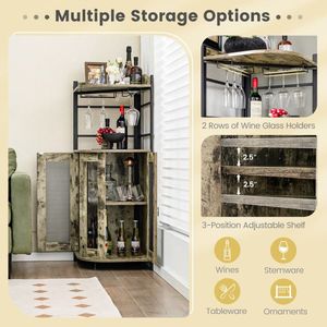 Mueble de Esquina Industrial con Portavasos y Estante Ajustable - Product Image 6