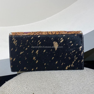 Portefeuille en cuir torsadé à la main Western Hair On Métallisé Sac à main en cuir véritable Premium High Quality Western Card Holder Luxury Wallet - Product Image 4