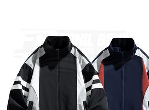 Chaqueta deportiva retro de invierno para hombre, estilo vintage, con bloques de color desestructurados, corte ajustado, cortavientos, con cremallera, repelente al agua y cuello alto. - Product Image 6