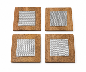 Handmade Metal Mango Wood <b>Drink</b> <b>Coasters</b> for Tea Cups, Coffee Mugs and Contemporary Home Decoration - Product Image 3