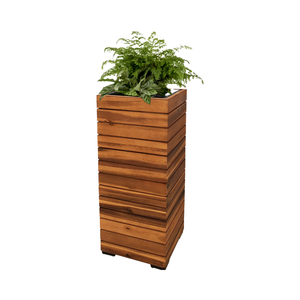 Boîte à fleurs élégante en acacia avec forme carrée pour la maison et le jardin - Product Image 1