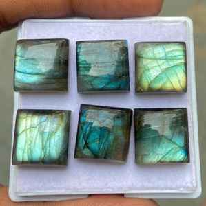 5 cabochons carrés en labradorite naturelle, pierres précieuses de qualité, pierres en vrac pour la fabrication de bijoux - Product Image 6