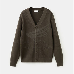 Pull cardigan en coton 100% respirant, tricoté doux, design luxueux, design moderne, pour homme, hiver - Product Image 5