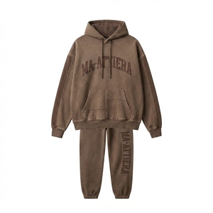 Conjunto de Sudadera y Pantalones de Algodón con Capucha para Hombre, Color Sólido, Estampado de Letras, Estilo Casual, Corte Holgado, Ropa de Otoño - Product Image 3