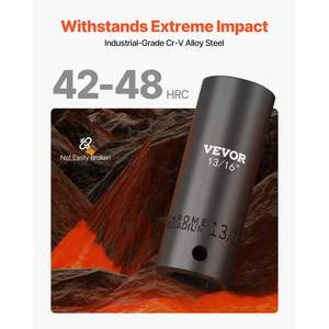 Set presa a impatto da 19 pezzi da 1/2 pollici con azionamento a 6 punti di profondità prese robuste costruzione Cr-V 3/8 pollici gabbia portaoggetti da 1 1/2 pollici - Product Image 2