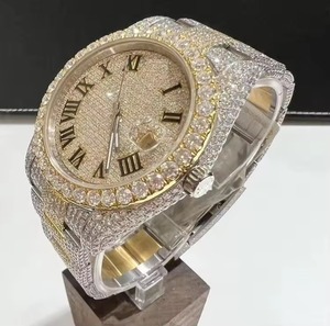 นาฬิกาข้อมือหรูหรา Diamond Iced Unisex ขนาด 40 มม. หน้าปัดทรงสี่เหลี่ยม แสดงวันที่แบบอนาล็อก ตัวเลขโรมัน กระจกแซฟไฟร์ ระบบควอตซ์ ETA ตัวเรือนสแตนเลส - Product Image 5