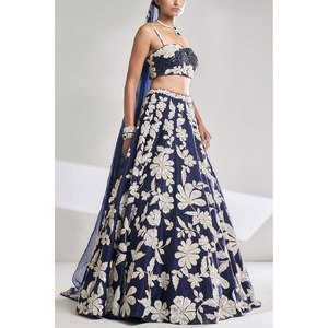 Beautiful A-Line Lehenga Choli Most Trending Party Wear Natural Waistline <b>Spaghetti</b> <b>Strap</b> Floral Print Embroidered Thread - Product Image 1