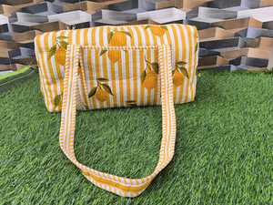 Large Quilted Cotton Bohemian Fashion Duffle Bag with Floral Print ZIP Closure Two <b>Straps</b> <b>Shoulder</b> Travel Bag - Product Image 2