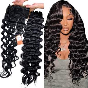 Extensiones de cabello humano virgen 100% vietnamita de 8-32 pulgadas Paquetes de tejido de onda profunda suelta con alineación de cutícula - Product Image 6