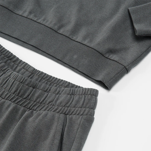 Conjunto Deportivo Urbano para Adultos, Invierno, Gris Oscuro Sólido, 2 Piezas, Premium, 100% Algodón, Sudadera Cómoda, Cintura Elástica, Puños Acanalados, Casual - Product Image 4