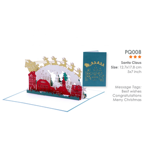 Feliz Navidad 3D Pop-up Santa Claus Tarjeta impresa UV Regalo de artesanía de papel festivo para recuerdos y decoraciones navideñas - Product Image 3