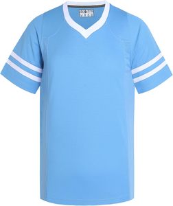 <b>V</b>-<b>Neck</b> Short Sleeve Sport Jersey With <b>White</b> Stripes Quick Dry Polyester Casual <b>Shirt</b> Summer Wear - Product Image 1