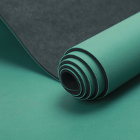 Matras Yoga PU Karet Alam Berukir Laser Khusus, Kepadatan Tinggi, Anti Selip, Tahan Keringat, Matras Yoga Kulit PU Pilates