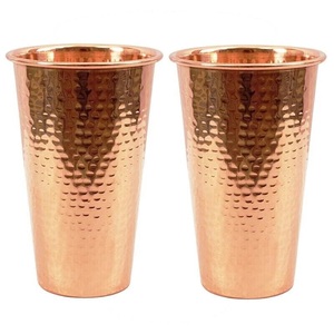 Vaso de Cobre Martillado Ecológico con Tapa, Taza Portátil de Pared Simple para Hogar, Hotel, Fiestas, Decoración de Mesa, Caja de Regalo - Product Image 1
