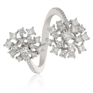 White <b>Gold</b> Princess Cut Diamond Snowflake <b>Cocktail</b> <b>Ring</b> Luxury Engagement Jewelry for Women - Product Image 2