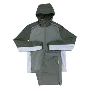 Ensemble veste courte coupe-vent deux pièces sur mesure fabriqué en usine avec matière polyester, ensembles coupe-vent pour garçon OEM - Product Image 5