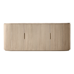 Modern Minimalist Sideboard <b>Cabinet</b> Solid Teak Vertical Ribbed Curved <b>Corner</b> Eco-Friendly Durable Premium Interior Furniture - Product Image 3