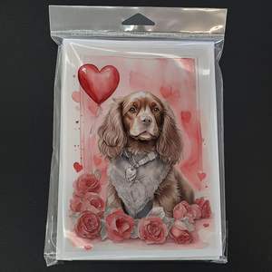 Lunatique Sussex Spaniel Valentine Roses A7 Cartes de vœux Pack de 8 cartes vierges avec enveloppes Taille 5x7 - Product Image 3