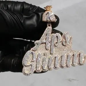 Colgante con nombre personalizado VVS1 Moissanite, estilo hip hop, con letras personalizadas, collar con nombre brillante para hombres y mujeres, regalo de joyería. - Product Image 1