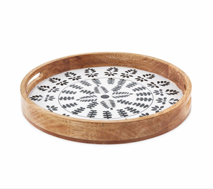 Plateau de service rectangulaire décoratif en MDF au design moderne, motif floral par blossom craft india - Product Image 1