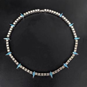 Women's S925 Silver Rhodium Plated Moissanite Spike <b>Statement</b> <b>Necklace</b> Triangle Cut Claw Setting Luxury Party Jewelry - Product Image 2